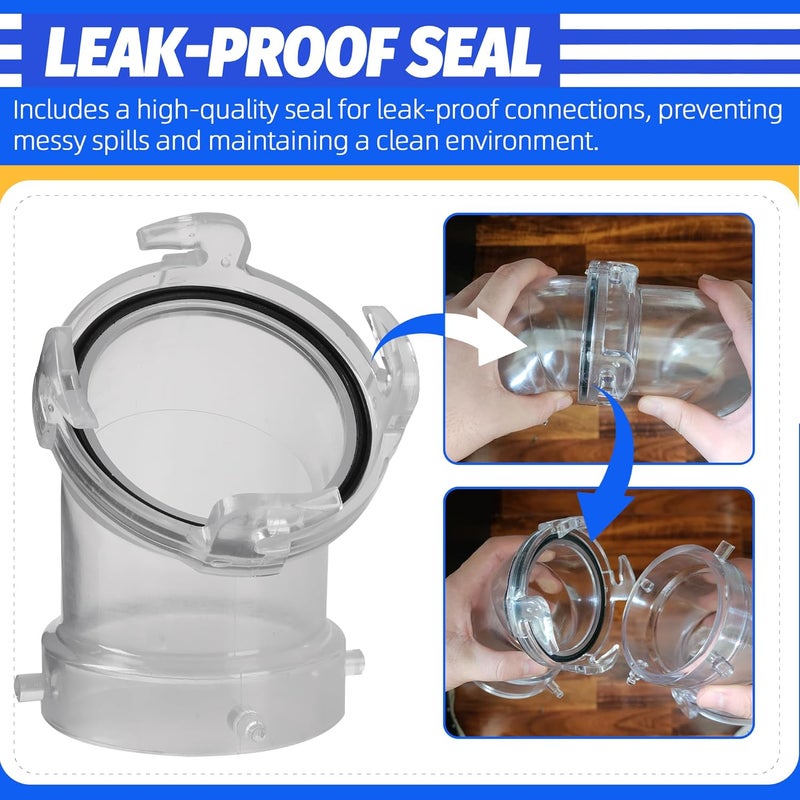 Aussio 45° Clearview RV Sewer Hose Adapter with 3" Bay Lug - Durable, Leak-Proof Connection - Image 4